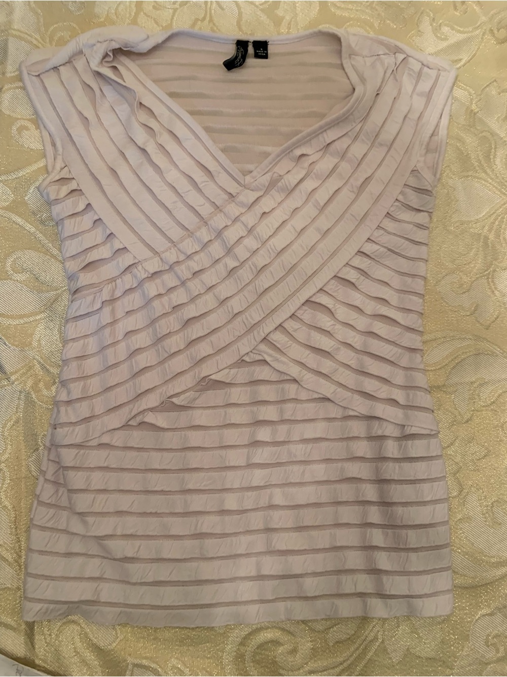 Pleated Wrap-Front Womens Top in white
